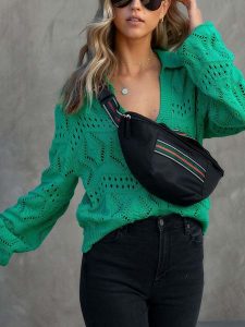 LA Angels Sweter w kolorze zielonym rozmiar: M. Zielone swetry oversize LA Angels, m, bez wzorów, bez ramiączek. Za 162,49 zł.