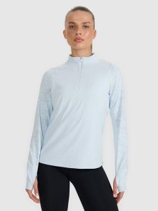 4F Bluza do biegania regular szybkoschnąca damska - niebieska XL. Niebieskie bluzy 4f, xl, bez wzorów, z materiału, bez kaptura. Za 199,99 zł.