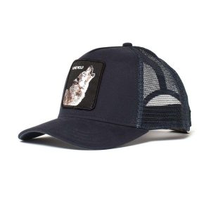 Czapka z daszkiem Goorin Bros. Lone Wolf Animal Farm Trucker 101-0389-NVY. Czarne czapki Goorin Bros, bez wzorów, sportowe. Za 139,98 zł.