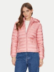 Guess Jeans Kurtka puchowa W5RL99 WHAB2 Różowy Regular Fit. Czerwone kurtki Guess Jeans, xxl, z aplikacjami, z jeansu, bez kaptura. Za 599,99 zł.