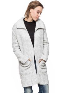 DAMSKI PŁASZCZ TOM TAILOR KNIT COAT. Szare płaszcze Tom Tailor, s, bez wzorów, z dzianiny, bez kaptura. Za 199,99 zł.
