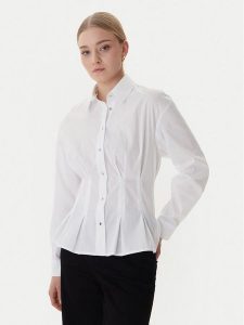 Morgan Koszula 261-CORSET Biały Slim Fit. Białe koszule Morgan, bez wzorów, z bawełny, bez kołnierzyka, bez ramiączek. Za 269,99 zł.