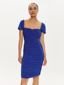 NORMA KAMALI Sukienka koktajlowa KK1243PL812805 Niebieski Slim Fit. Niebieskie sukienki Norma Kamali, s, bez wzorów, z syntetyku, wizytowe, bez kołnierzyka, bez ramiączek. Za 699,00 zł.