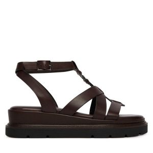 Sandały Tamaris. Brązowe sandały Tamaris, bez wzorów, bez obcasa, na płaskiej podeszwie, bez zapięcia. Za 369,99 zł.