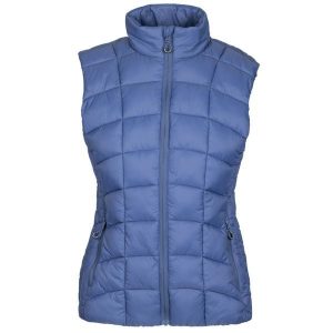 Trespass Ogbere - Bezrękawnik damski Tp50 w kolorze indygo. Fioletowe kamizelki Trespass, bez wzorów, z puchu, bez kołnierzyka, bez ramiączek, bez kaptura. Za 310,99 zł.