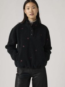 Levi's Bluza polarowa w kolorze czarnym rozmiar: M. Czarne bluzy Levi's®, m, bez wzorów, z polaru, bez kaptura. Za 168,46 zł.
