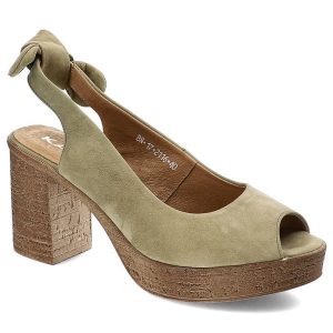 Zielone Sandały Karino Buty Damskie Na Obcasie. Zielone sandały Karino, bez wzorów, bez obcasa, na obcasie, bez zapięcia. Za 179,00 zł.