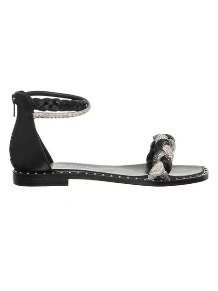 Cafe Noir Sandały w kolorze czarnym rozmiar: 36. Czarne sandały Cafe Noir, bez wzorów, z materiału, z otwartym noskiem, bez obcasa, bez zapięcia. Za 135,49 zł.