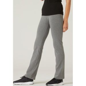 Legginsy fitness damskie Domyos Fit+ 500 regular. Szare legginsy DOMYOS, bez wzorów, z bawełny. Za 49,99 zł.