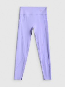 4F Legginsy treningowe szybkoschnące damskie - fioletowe M. Fioletowe legginsy 4f, bez wzorów, z materiału, z podwyższonym stanem. Za 169,99 zł.