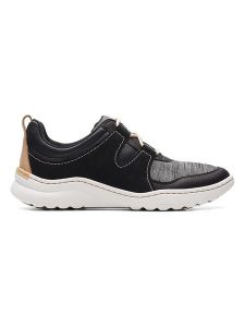 Clarks Skórzane sneakersy "Teagan Lace" w kolorze czarno-szarym rozmiar: 40. Czarne trampki Clarks, bez wzorów, bez zapięcia. Za 175,67 zł.