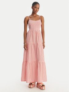 Roxy Sukienka letnia Tropical Glow ERJWD03945 Różowy Regular Fit. Czerwone kombinezony Roxy, na lato, xs, bez wzorów, z bawełny, bez kołnierzyka, bez ramiączek. Za 339,99 zł.