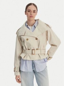 Tommy Hilfiger Trencz WW0WW50768 Beżowy Oversize. Brązowe płaszcze TOMMY HILFIGER, s, bez wzorów, z bawełny, bez kaptura. Za 922,99 zł.