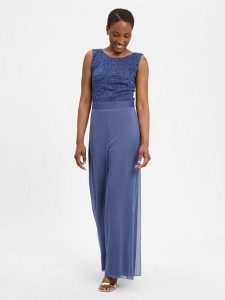 Swing Kombinezon Kobiety niebieski, 42. Niebieskie kombinezony Swing, bez wzorów, z koronki, eleganckie, bez kołnierzyka, bez ramiączek. Za 479,95 zł.