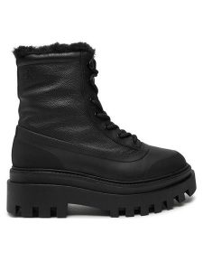 Calvin Klein Jeans Trapery Flatform Lace Up Boot Padded YW0YW01557 Czarny. Czarne buty zimowe Calvin Klein Jeans, z jeansu, bez obcasa, bez zapięcia. Za 449,99 zł.