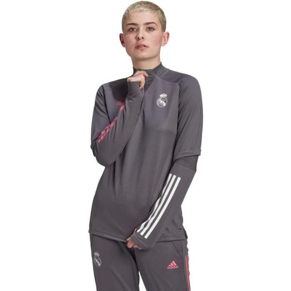 Bluza treningowa damska Adidas Real Madrid. Szare bluzy ADIDAS, bez wzorów, z poliesteru, bez kaptura. W wyprzedaży za 196,00 zł.
