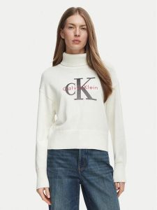 Calvin Klein Jeans Golf LV047H329G Kremowy Regular Fit. Białe golfy Calvin Klein Jeans, bez wzorów, z bawełny. Za 449,99 zł.