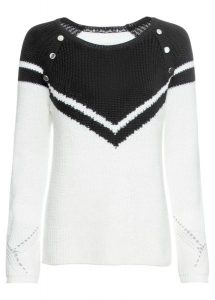 Sweter z guzikami. Czarne swetry klasyczne bonprix, bez kołnierzyka. Za 124,99 zł.
