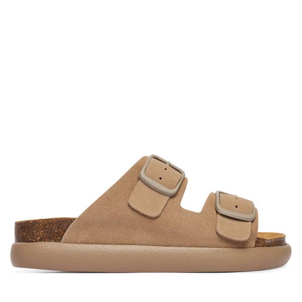 Klapki Scholl. Brązowe klapki Scholl, bez wzorów, bez obcasa. Za 421,99 zł.