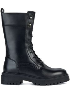 Geox Skórzane kozaki "Iridea" w kolorze czarnym rozmiar: 38. Czarne kozaki Geox, na zimę, bez wzorów, bez obcasa, bez zapięcia. Za 385,45 zł.