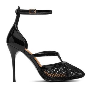 Szpilki Badura. Czarne szpilki Badura, bez wzorów, bez obcasa. Za 399,99 zł.