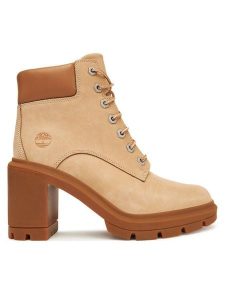 Timberland Trzewiki Allington TB0A2CKCEN71 Beżowy. Brązowe botki Timberland, bez wzorów, z nubiku, bez obcasa, na słupku, bez zapięcia. Za 489,99 zł.