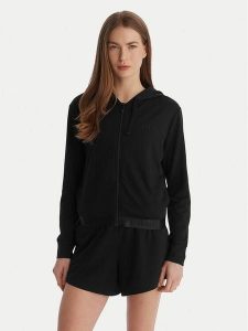 Guess Bluza O6GQ01 KCQP2 Czarny Regular Fit. Czarne bluzy Guess, l, z aplikacjami, z syntetyku, bez kaptura. Za 299,99 zł.