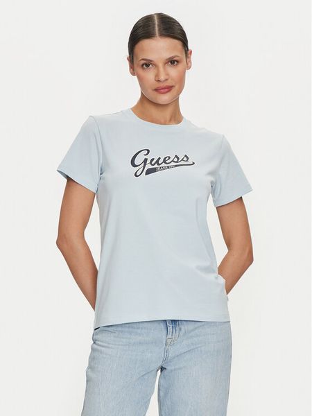 Guess Jeans T-Shirt 165657 Niebieski Classic Fit. Niebieskie t-shirty Guess Jeans, s, z aplikacjami, z bawełny, bez kołnierzyka, bez ramiączek. Za 99,99 zł.