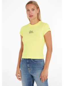 TOMMY JEANS Koszulka w kolorze żółtym rozmiar: M. Żółte bluzki Tommy Jeans, m, bez wzorów, z jeansu, bez kołnierzyka, bez ramiączek. Za 100,99 zł.