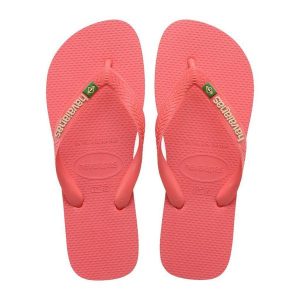 Klapki Havaianas Model 4110850 Kolor Rose. Czerwone klapki Havaianas, bez wzorów, z gumy, bez obcasa. Za 94,99 zł.