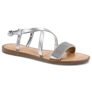 Srebrne Sandały Tamaris Damskie Stylowe Obuwie. Szare sandały Tamaris, z aplikacjami, bez obcasa, na platformie, bez zapięcia. Za 179,00 zł.
