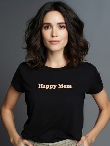 WOOOP Koszulka "Happy Mom" w kolorze czarnym rozmiar: XL. Czarne bluzki Wooop, xl, bez wzorów, z bawełny, bez kołnierzyka, bez ramiączek. Za 56,99 zł.