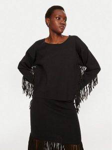 Munthe Sweter Tagillu 243161524376 Czarny Regular Fit. Czarne swetry klasyczne Munthe, z wiskozy, bez kołnierzyka. Za 579,00 zł.