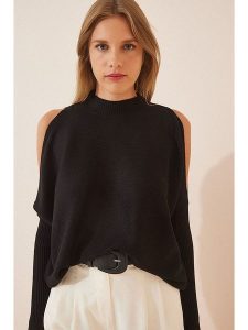 Cool and sexy Sweter w kolorze czarnym rozmiar: onesize. Czarne swetry oversize Cool and sexy, bez wzorów, ze splotem, bez ramiączek. Za 79,03 zł.