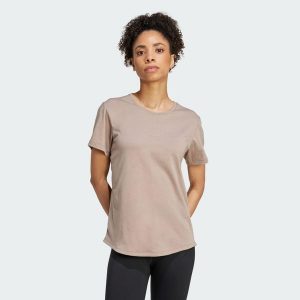 Koszulka Joga Essentials. Brązowe bluzki ADIDAS, uniwersalny, bez wzorów, sportowe, bez kołnierzyka, bez ramiączek. Za 149,00 zł.