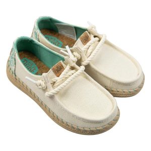 HeyDude Damskie Espadryle Wendy Espadrille Hibiscus. Brązowe espadryle Hey Dude, bez wzorów, z materiału, bez obcasa. Za 359,00 zł.
