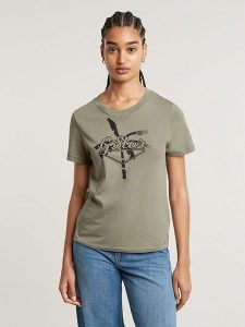 G-Star Koszulka w kolorze khaki rozmiar: S. Brązowe bluzki G-Star, s, bez wzorów, z bawełny, retro, bez kołnierzyka, bez ramiączek. Za 87,81 zł.