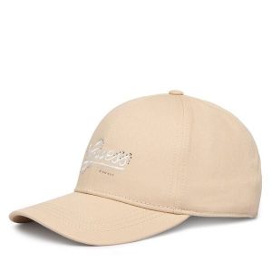 Czapka z daszkiem Guess. Brązowe czapki Guess, z aplikacjami. Za 139,99 zł.