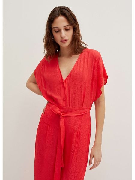 STEFANEL Kombinezon w kolorze czerwonym rozmiar: 40. Czerwone kombinezony Stefanel, bez wzorów, z wiskozy, bez kołnierzyka, bez ramiączek. Za 201,55 zł.