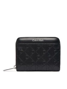 Calvin Klein Portfel Emblem Aop Embossed Zip Around LV04F1081G Czarny. Czarne portfele Calvin Klein, bez wzorów, ze skóry. Za 299,99 zł.