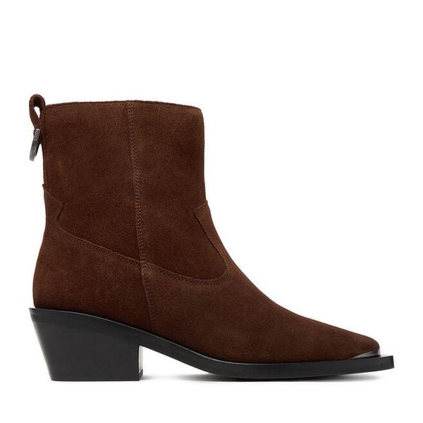 Kowbojki GINO ROSSI. Brązowe botki Gino Rossi, bez wzorów, bez obcasa, na słupku, bez zapięcia. Za 399,99 zł.