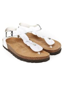 Mandel Sandały "Aida" w kolorze białym rozmiar: 39. Białe sandały Mandel, bez wzorów, z otwartym noskiem, bez obcasa, bez zapięcia. Za 130,99 zł.