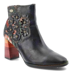 Granatowe Botki Laura Vita Eleganckie Buty Damskie. Niebieskie botki LAURA VITA, z aplikacjami, ze skóry, bez obcasa, na obcasie, bez zapięcia. Za 424,99 zł.