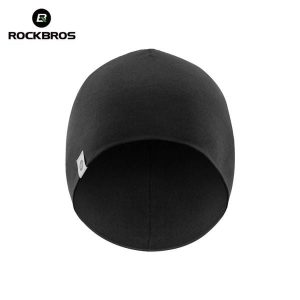 Czapka rowerowa, do biegania, sportowa, pod kask, elastyczna ROCKBROS wełna. Czarne czapki ROCKBROS, bez wzorów, z elastanu, sportowe. Za 42,99 zł.