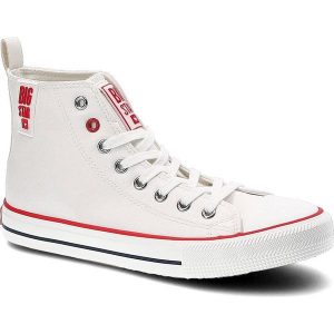 Białe Trampki Big Star Damskie Modne Półbuty. Białe półbuty Big Star, bez wzorów, z gumy, przed kolano, bez zapięcia. Za 99,99 zł.