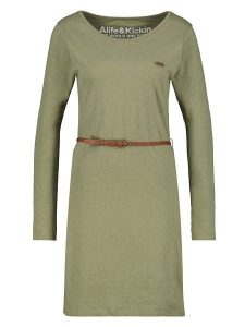 Alife and kickin Sukienka "Ellin" w kolorze khaki rozmiar: XL. Brązowe sukienki Alife and Kickin, xl, bez wzorów, ze skóry, bez kołnierzyka, bez ramiączek, maxi. Za 52,42 zł.
