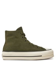 Converse Trampki Chuck Taylor All Star Lift Platform Hi A11144C Zielony. Zielone trampki Converse, bez wzorów, ze skóry, bez zapięcia. Za 309,99 zł.