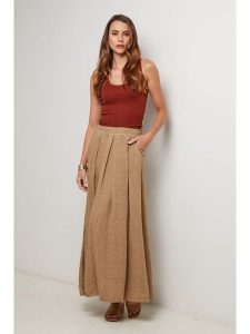Lin Passion Lniana spódnica w kolorze karmelowym rozmiar: 34/36. Brązowe spódnice Lin Passion, bez wzorów, ze lnu, klasyczne, maxi. Za 165,99 zł.