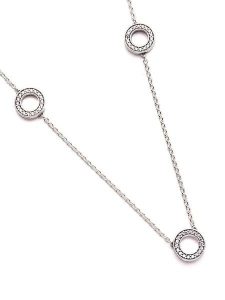 Pandora Srebrny naszyjnik z elementami ozdobnym - dł. 50 cm rozmiar: onesize. Szare naszyjniki Pandora, z cyrkonią, srebrne. Za 323,95 zł.