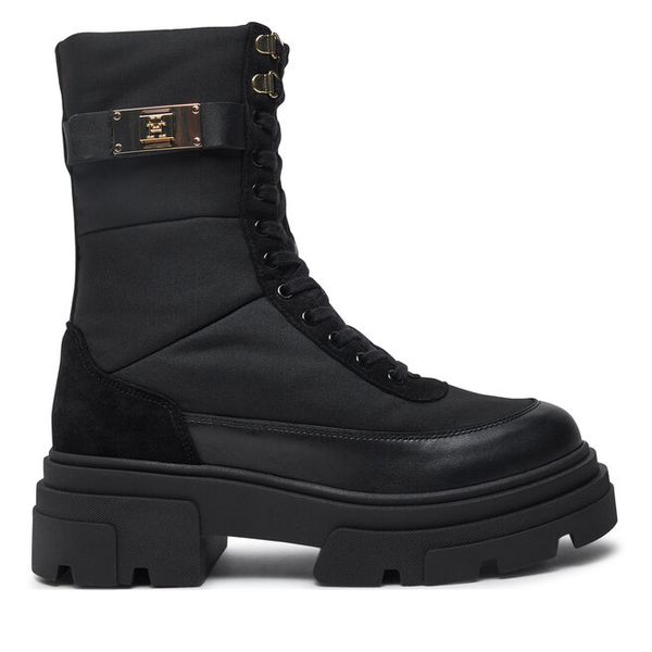 Trapery Tommy Hilfiger. Czarne buty zimowe TOMMY HILFIGER, bez obcasa, bez zapięcia. Za 448,99 zł.